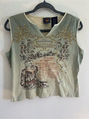 Vintage Y2K Route 66 Whimsical Circus Boxy Tank Top Womens Size L